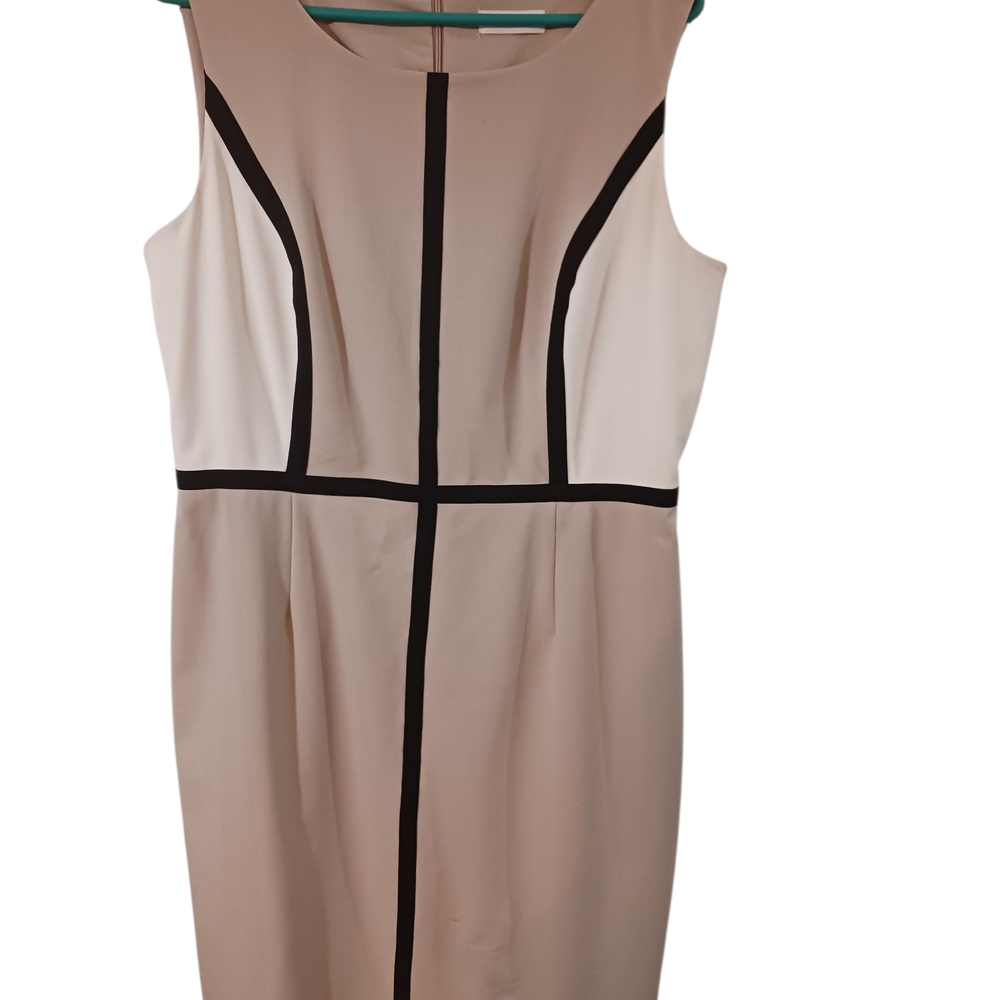Calvin Klein Tan and Black Midi Dress